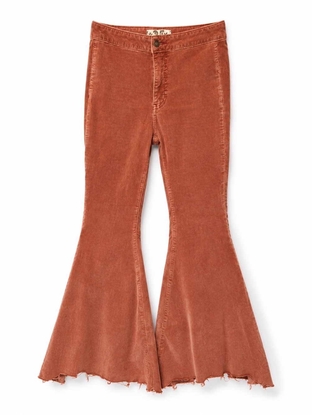 Free People We The Free Corduroy Flare Pants 25 Rust Raw Hem 70s Boho
